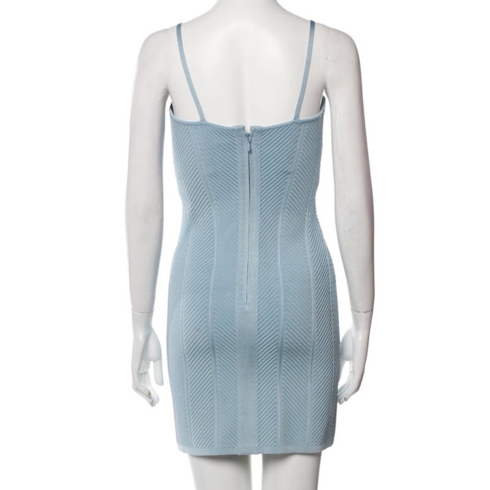 Herve Leger Light Blue Textured Mini Dress. - Picture 6 of 8